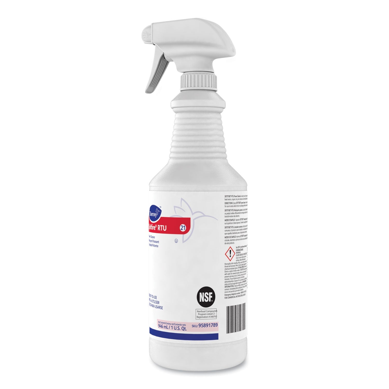 Diversey Spitfire Power Cleaner, Liquid, Fresh Pine Scent, 32 oz Spray Bottle, 12/Carton