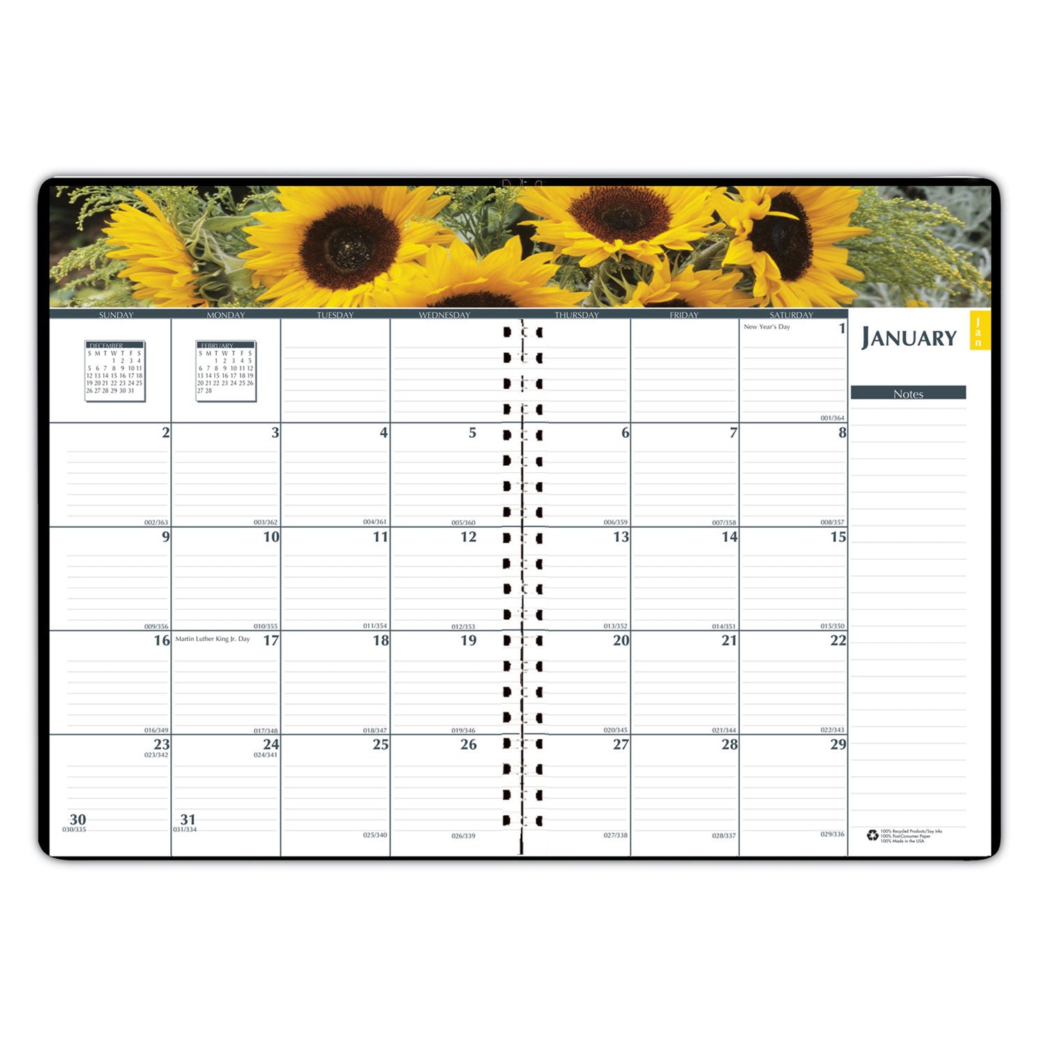 House of Doolittle Express Track Recycled Weekly Appointment Book/Monthly Planner, 8 x 5, Black Cover, 13-Month (Jan to Jan): 2023 to 2024
