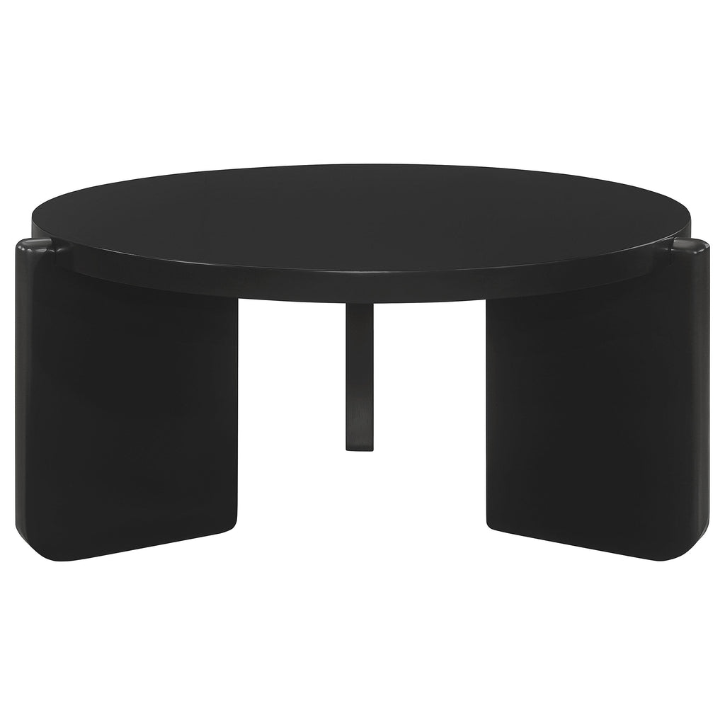 Cordova Round Solid Wood Coffee Table Black