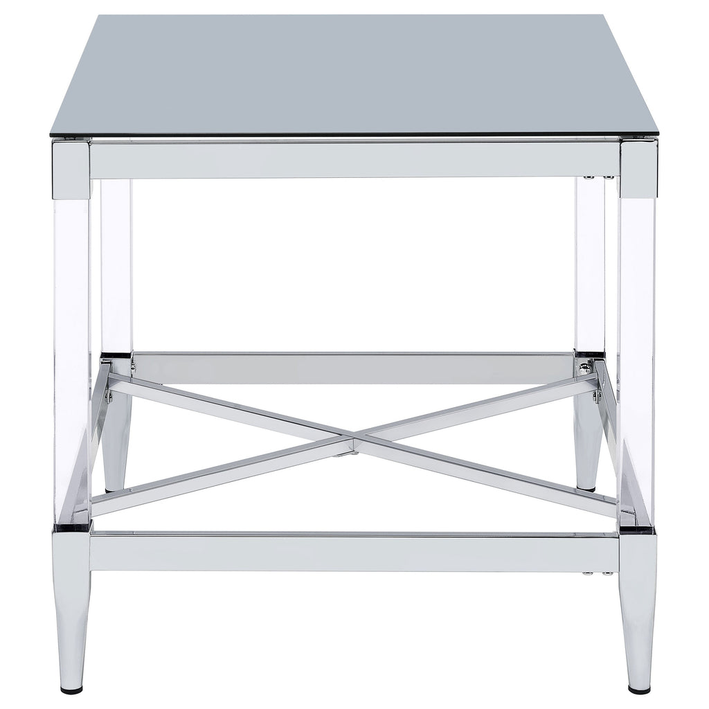Lindley Square Tempered Mirror Acrylic Side End Table Chrome