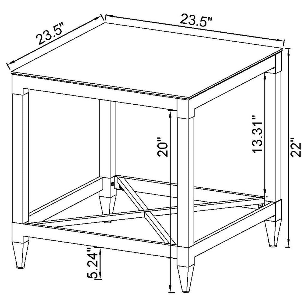 Lindley 3-piece Square Coffee and End Table Set Chrome