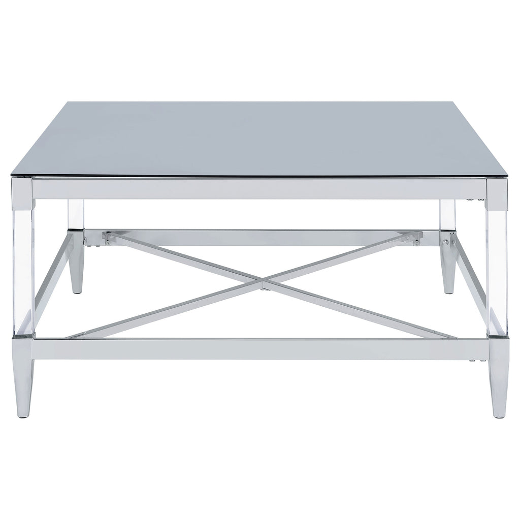 Lindley Square Tempered Mirror Acrylic Coffee Table Chrome