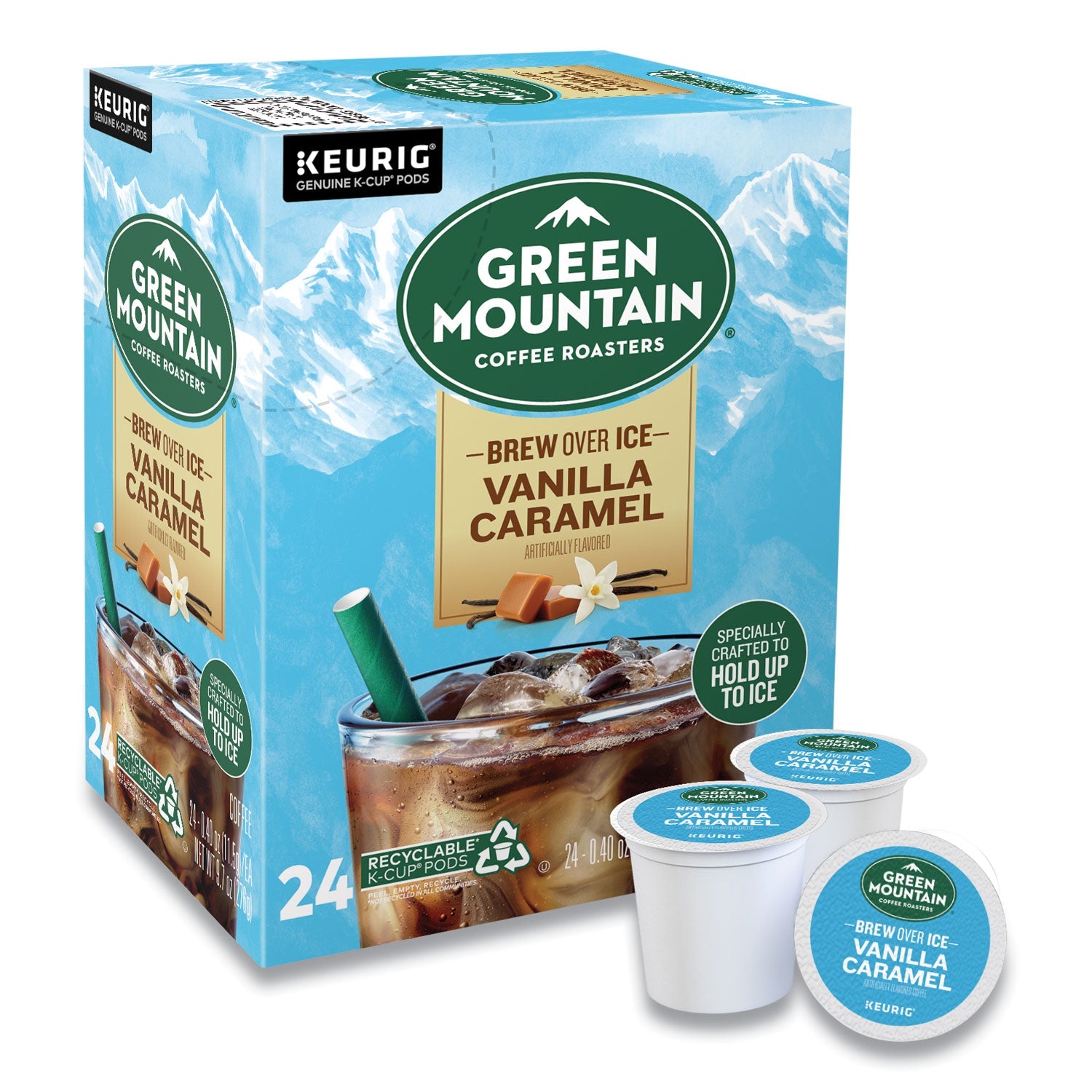 Green Mountain Coffee Vanilla Caramel Brew Over Ice Coffee K-Cups, 24/Box