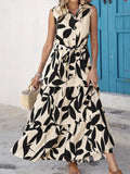 Women’s Sleeveless Floral Print Shirt Dress – Ruffled Hem