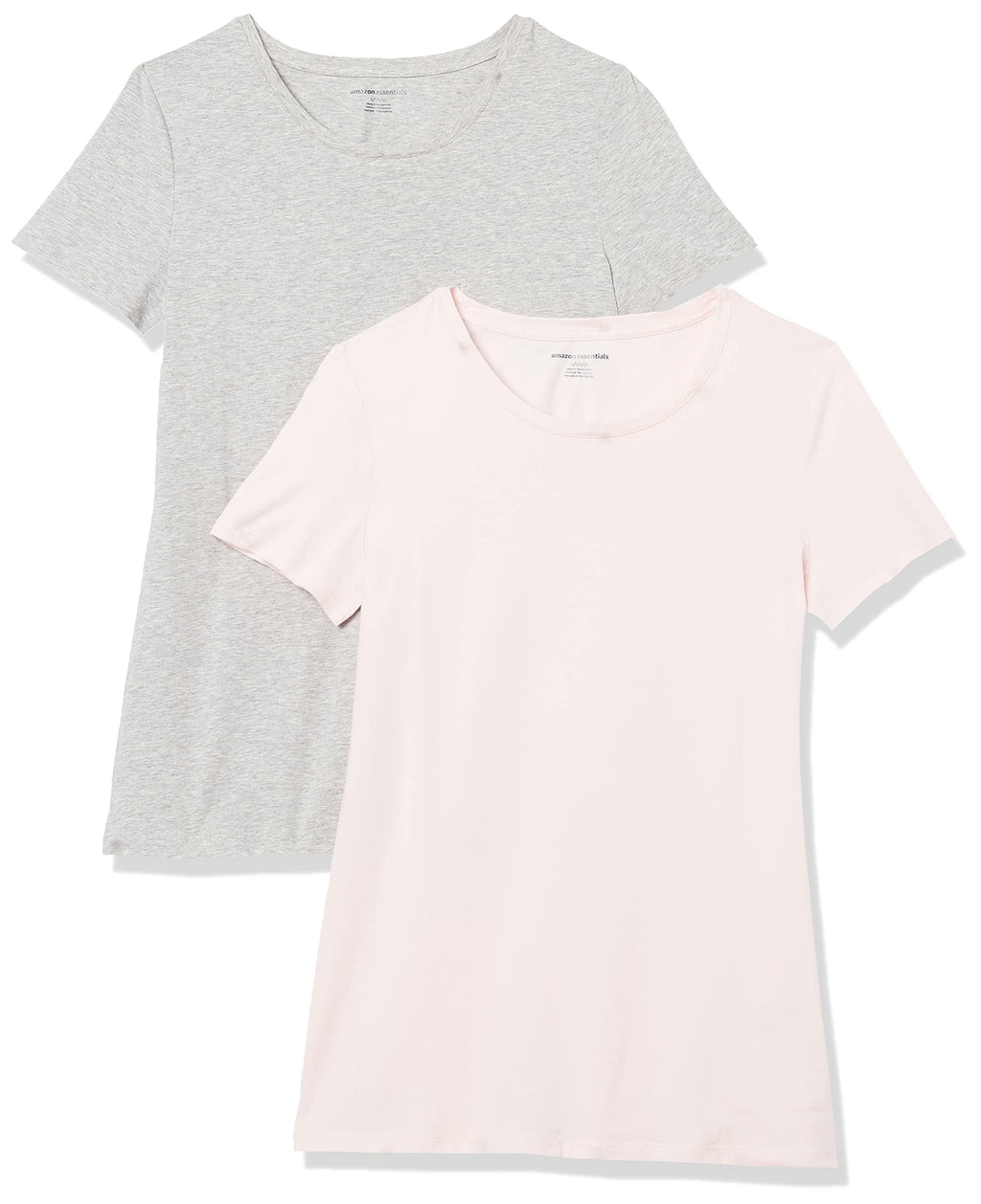 Amazon Essentials Women's Regular-Fit Short-Sleeve Crewneck T-Shirt, Cotton Modal Blend, Pack of 2