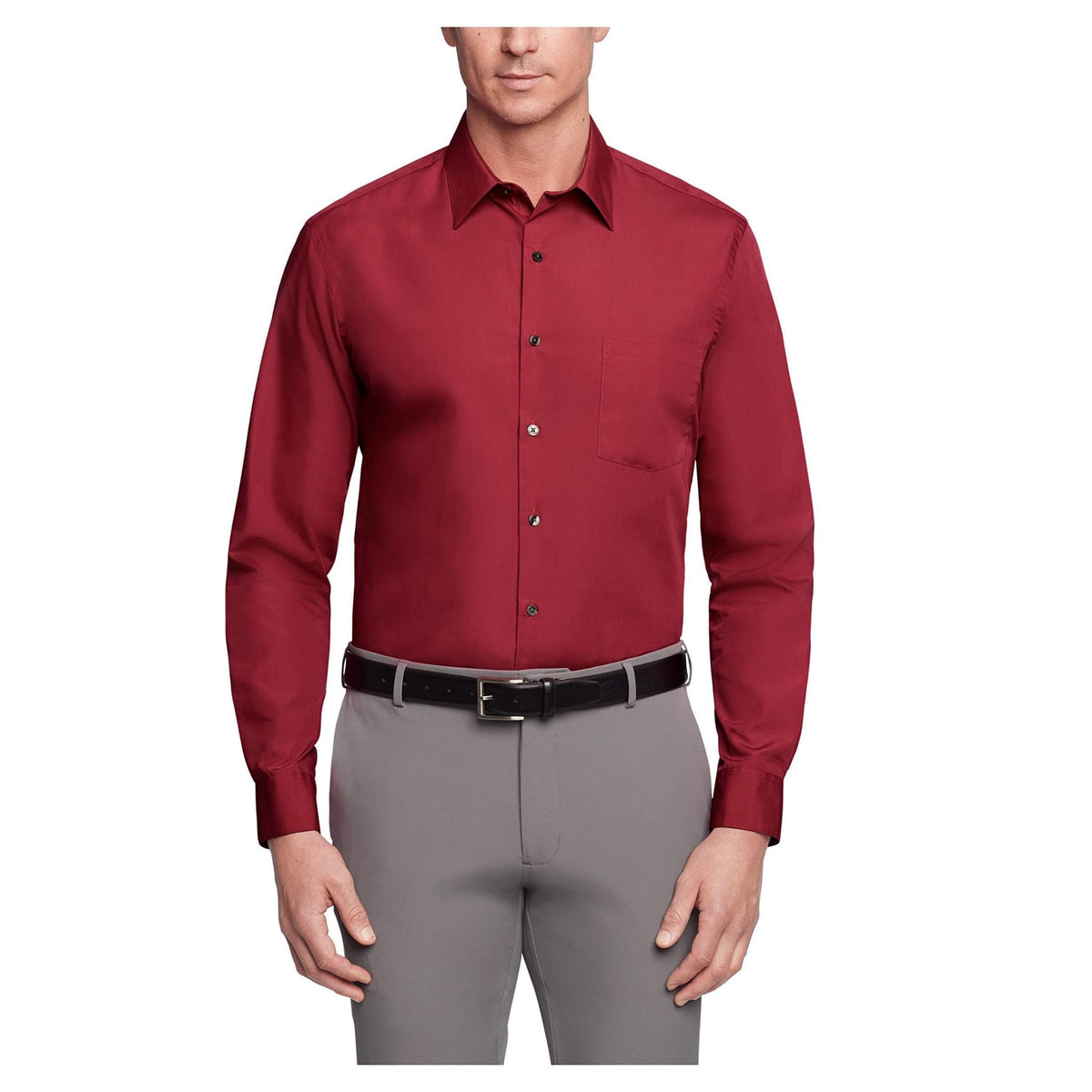 Van Heusen Mens Dress Shirt Regular Fit Poplin Solid