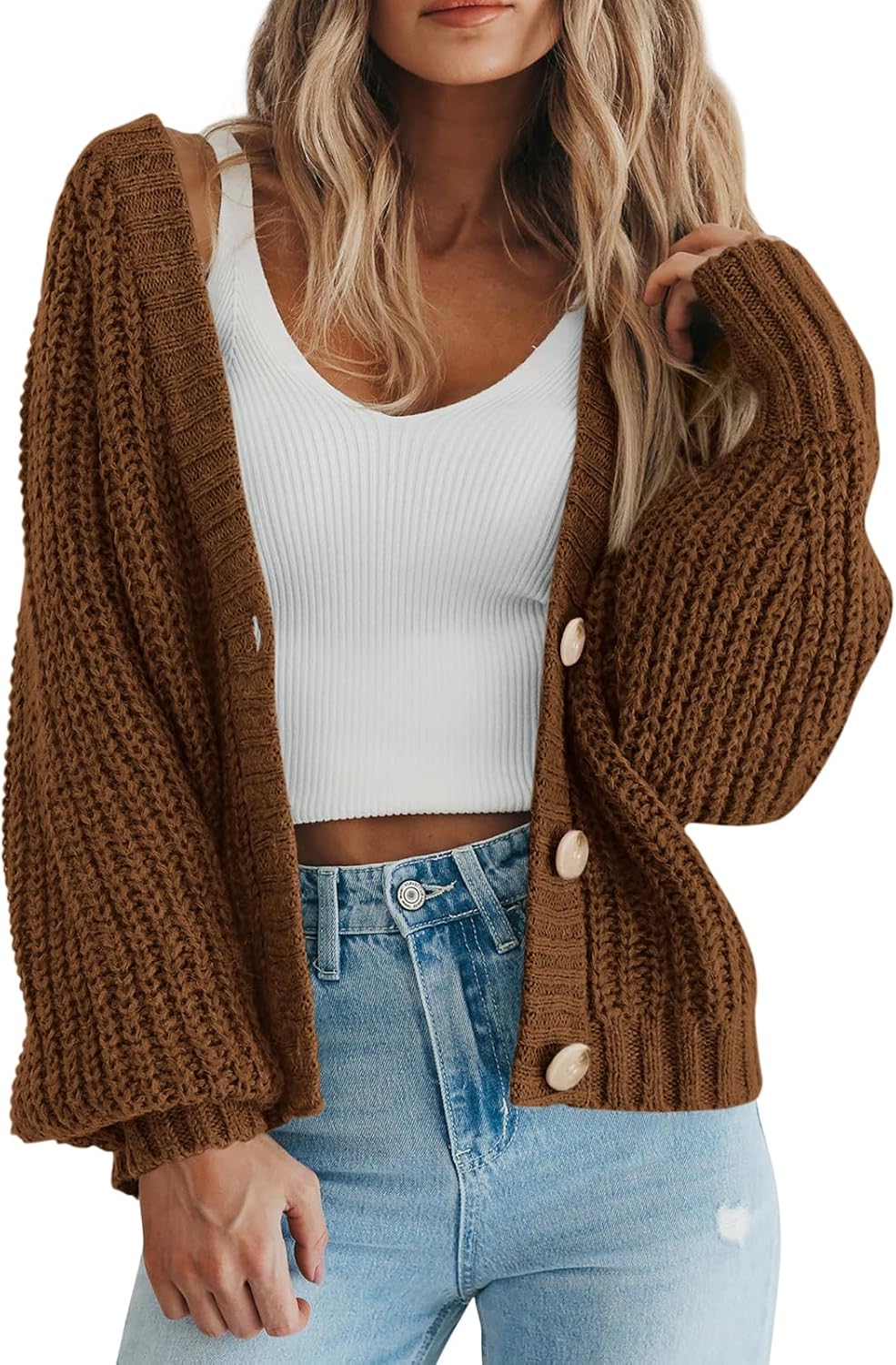 PRETTYGARDEN Women's Chunky Knit Open Front Cardigan Sweaters Fall Outfits