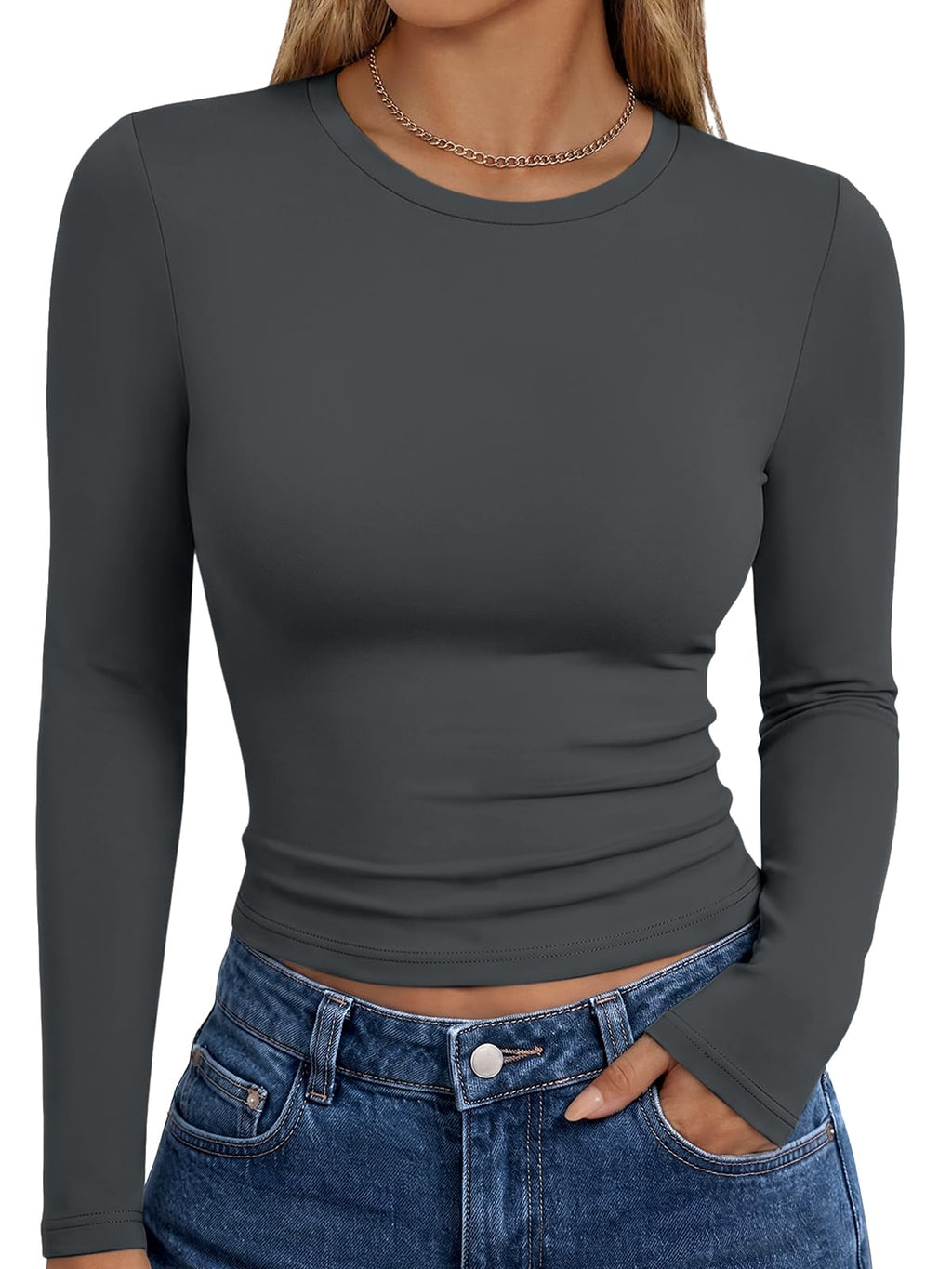 Trendy Queen Womens Long Sleeve T Shirts Fall Fashion Basic Y2K Tops 2026