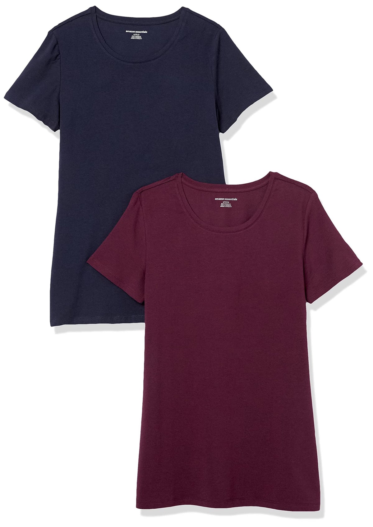 Amazon Essentials Women's Regular-Fit Short-Sleeve Crewneck T-Shirt, Cotton Modal Blend, Pack of 2