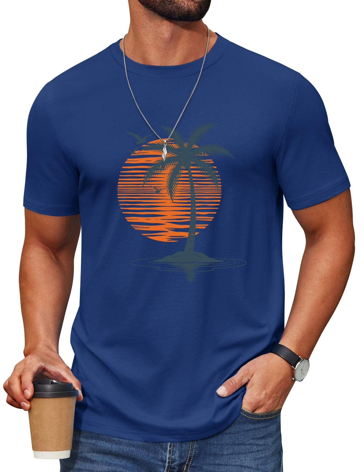 COOFANDY Men's T Shirt Short Sleeve Cotton Blend T-Shirts Crew Neck Casual Summer Basic Tee Shirts