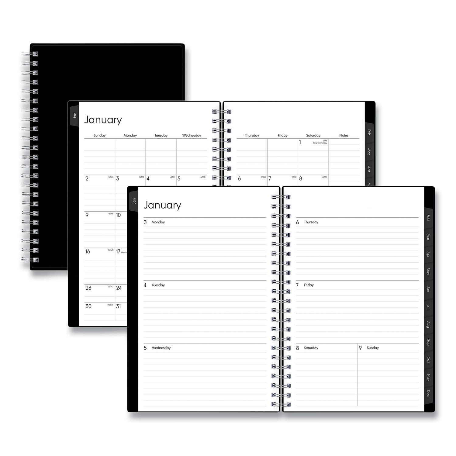 Blue Sky Enterprise Weekly/Monthly Planner, Enterprise Formatting, 8 x 5, Black Cover, 12-Month (Jan to Dec): 2023