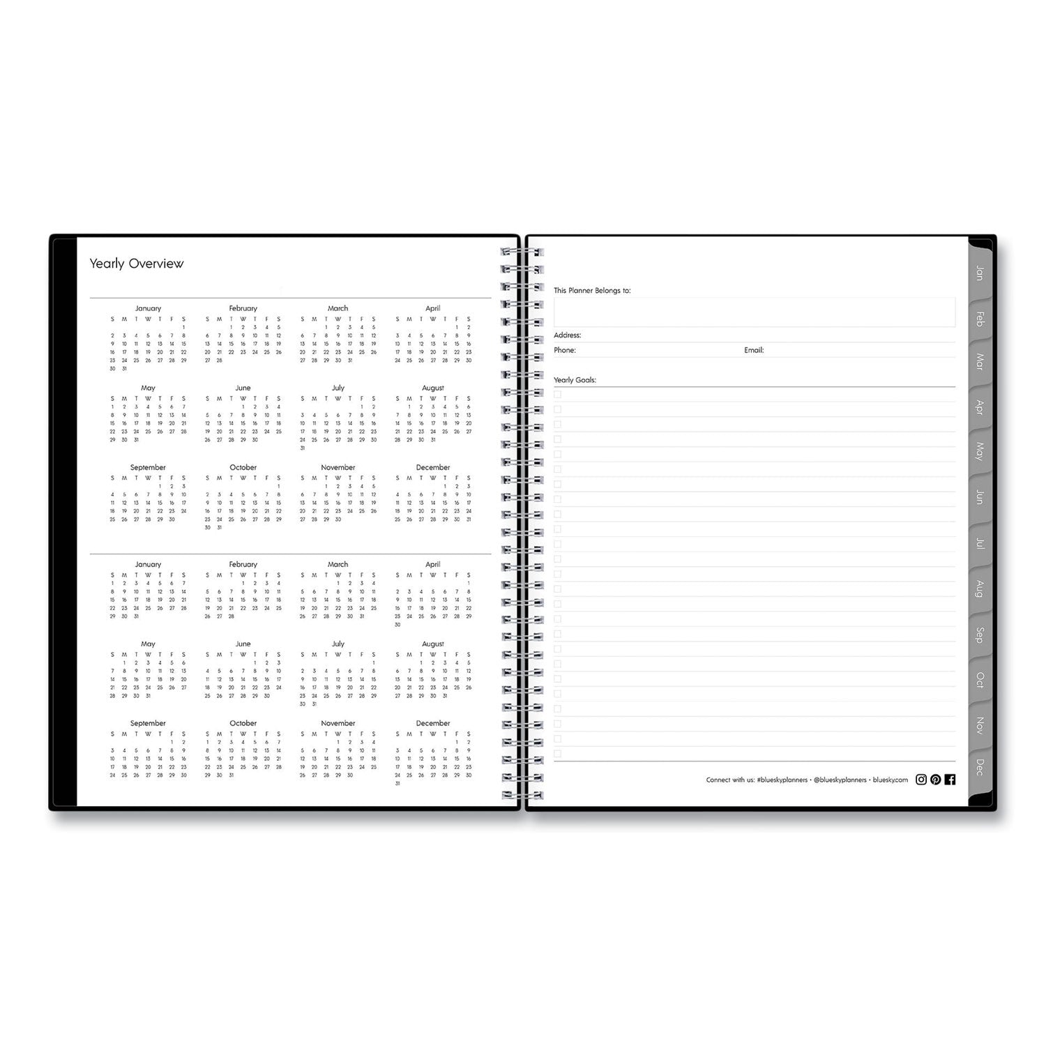 Blue Sky Enterprise Weekly Appointment Planner, Enterprise Formatting, 11 x 8.5, Black Cover, 12-Month (Jan to Dec): 2023