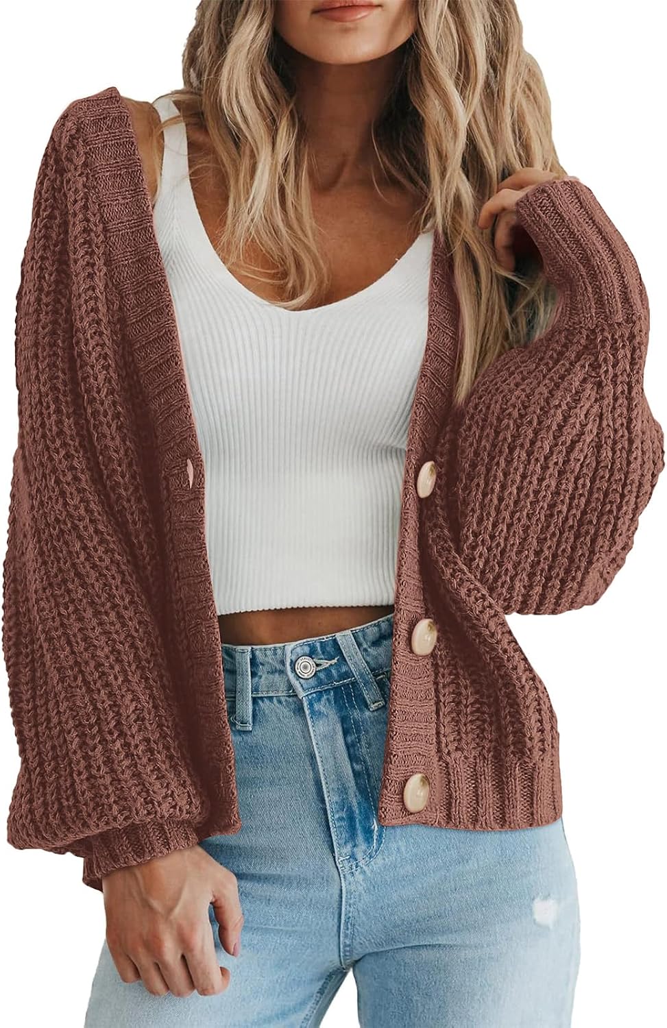 PRETTYGARDEN Women's Chunky Knit Open Front Cardigan Sweaters Fall Outfits
