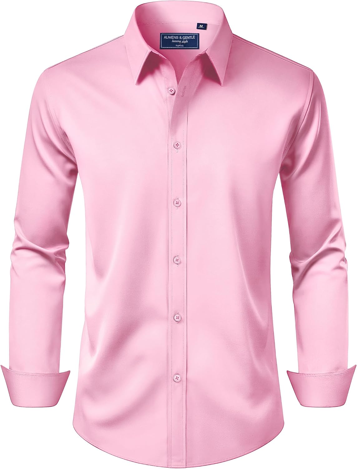 Alimens & Gentle Men's Dress Shirt Regular Fit Stretch Stain Shield Long Sleeve Solid Business Wedding Button Down Shirts