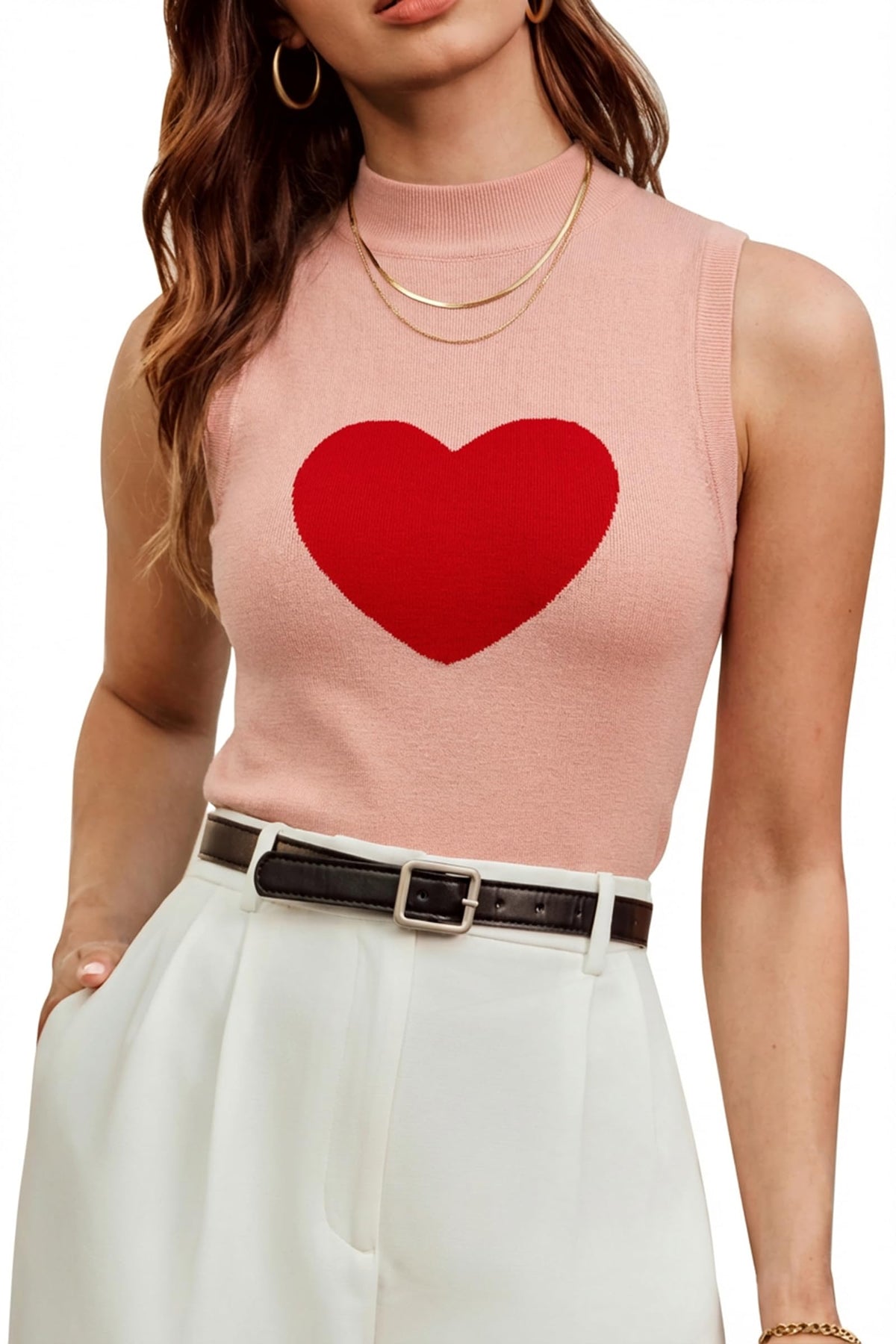Arach&Cloz Women's Wool Blend Mock Neck Fall Business Casual Sweater Tank