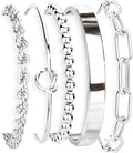 Gokeey Gold Bracelets Set for Women Non Tarnish, Waterproof 14K Gold Plated Sterling Silver Chunky Cuff Bracelet Stackable Gold Bangles Bracelet for Women Trendy Fashion Accessories Tie Knot Cuban Rope Paperclip Beaded Bracelet Stack Jewelry Mothers Day G