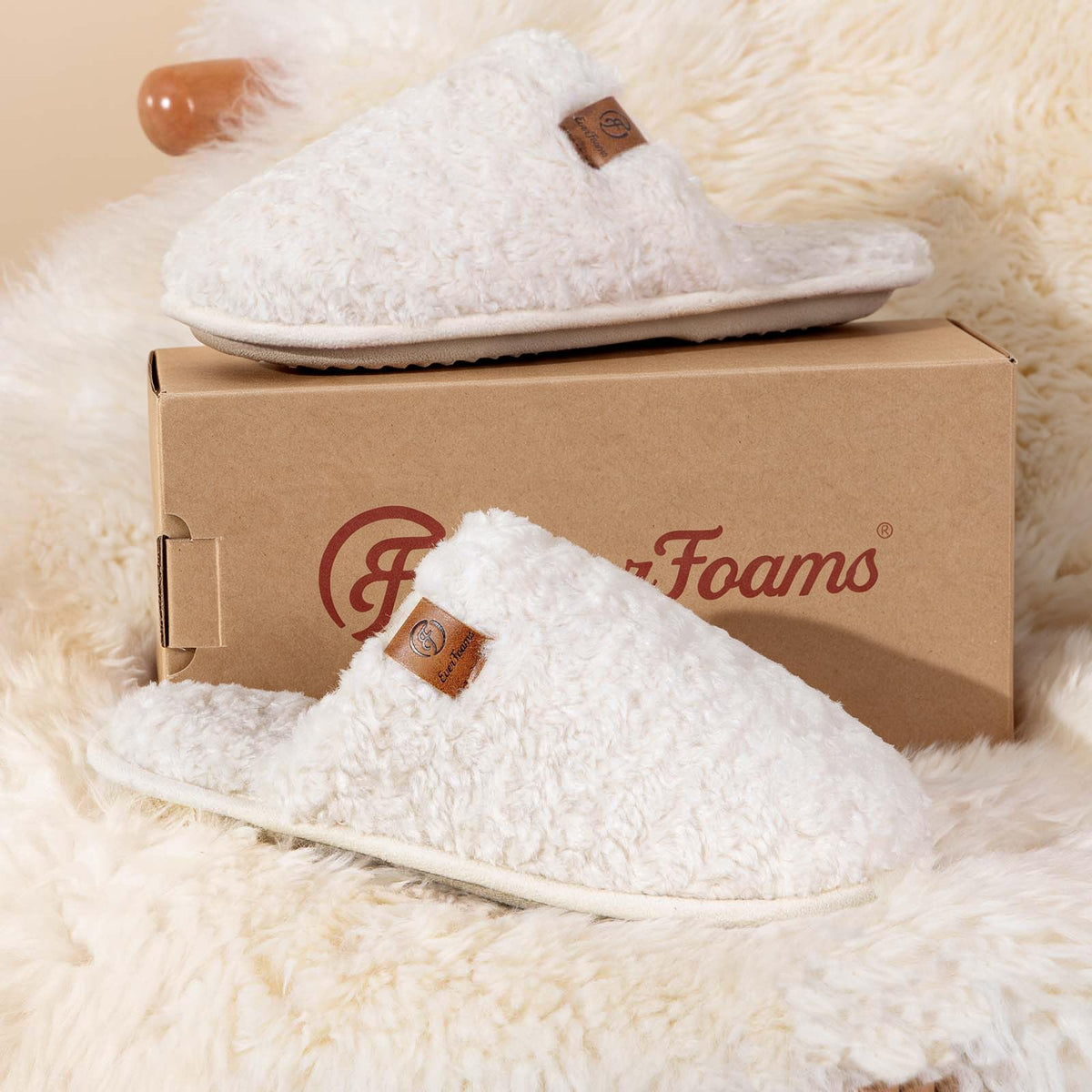 EverFoams Women's Fuzzy Slippers Warm Cozy Memory Foam Indoor House Shoes