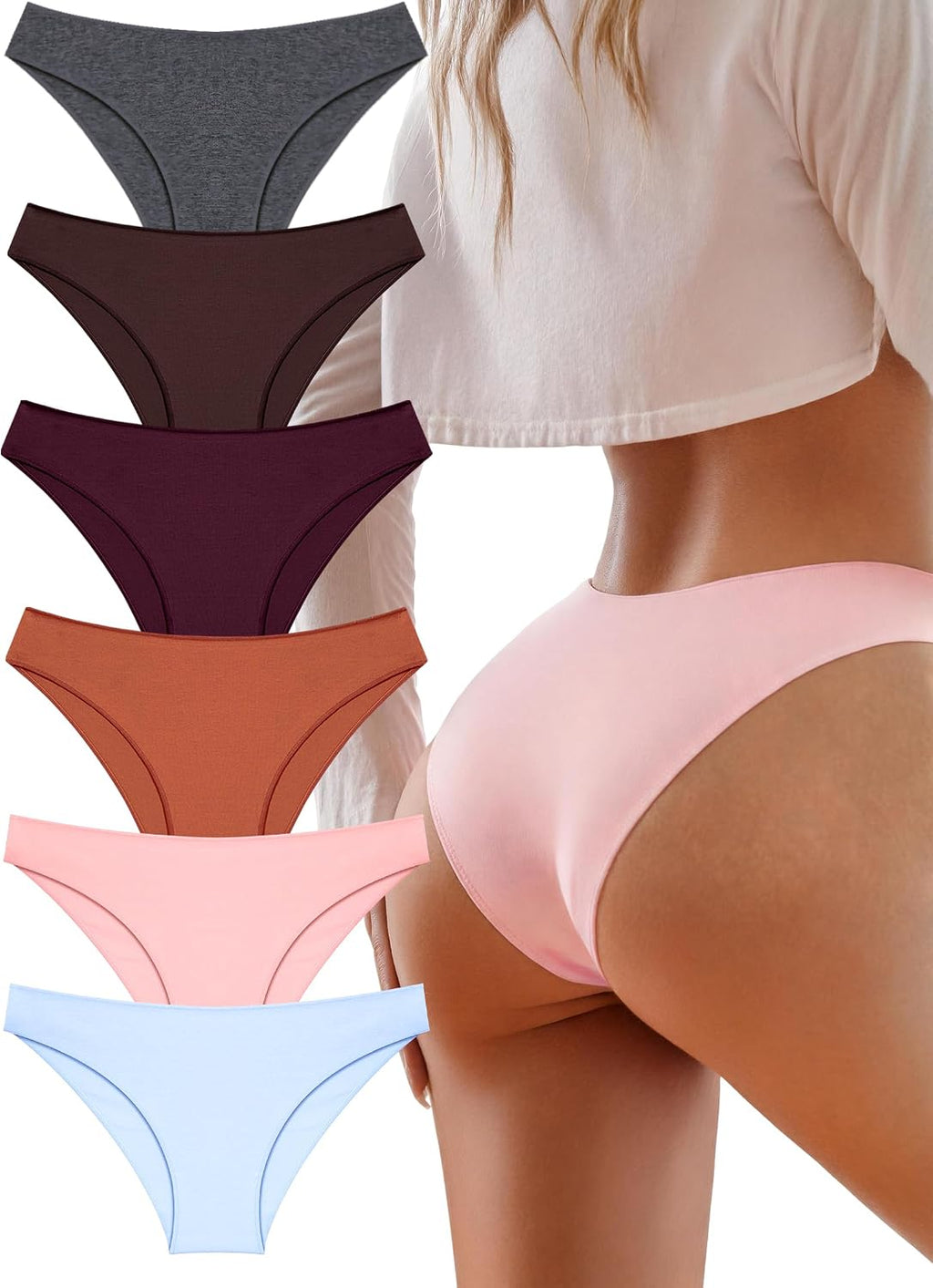 Cotton Underwear Women Sexy Cheeky Bikini Panties Lingerie Outfits 6 pack