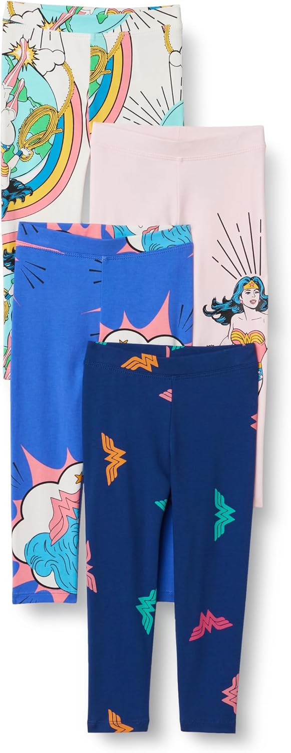 Amazon Essentials Girls' Cotton Stretch Leggings, Multipacks