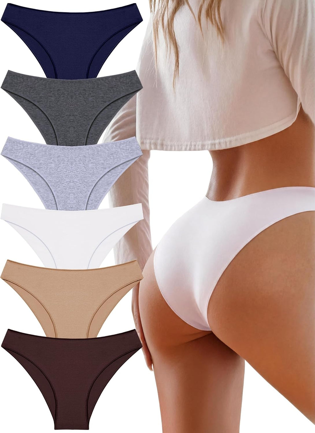 Cotton Underwear Women Sexy Cheeky Bikini Panties Lingerie Outfits 6 pack