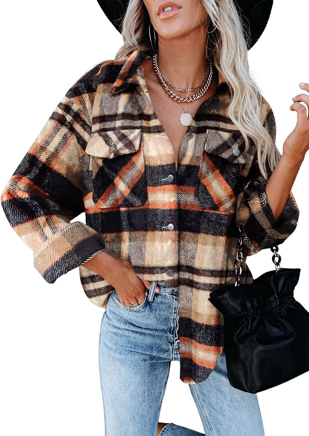 AUTOMET Shackets for Women Plaid Flannel Shirts
