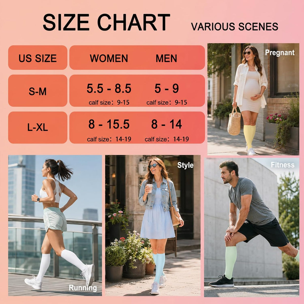 4 Pairs Compression Socks for Women Circulation-Best Support for Nurses,Running,Athletic,Travel