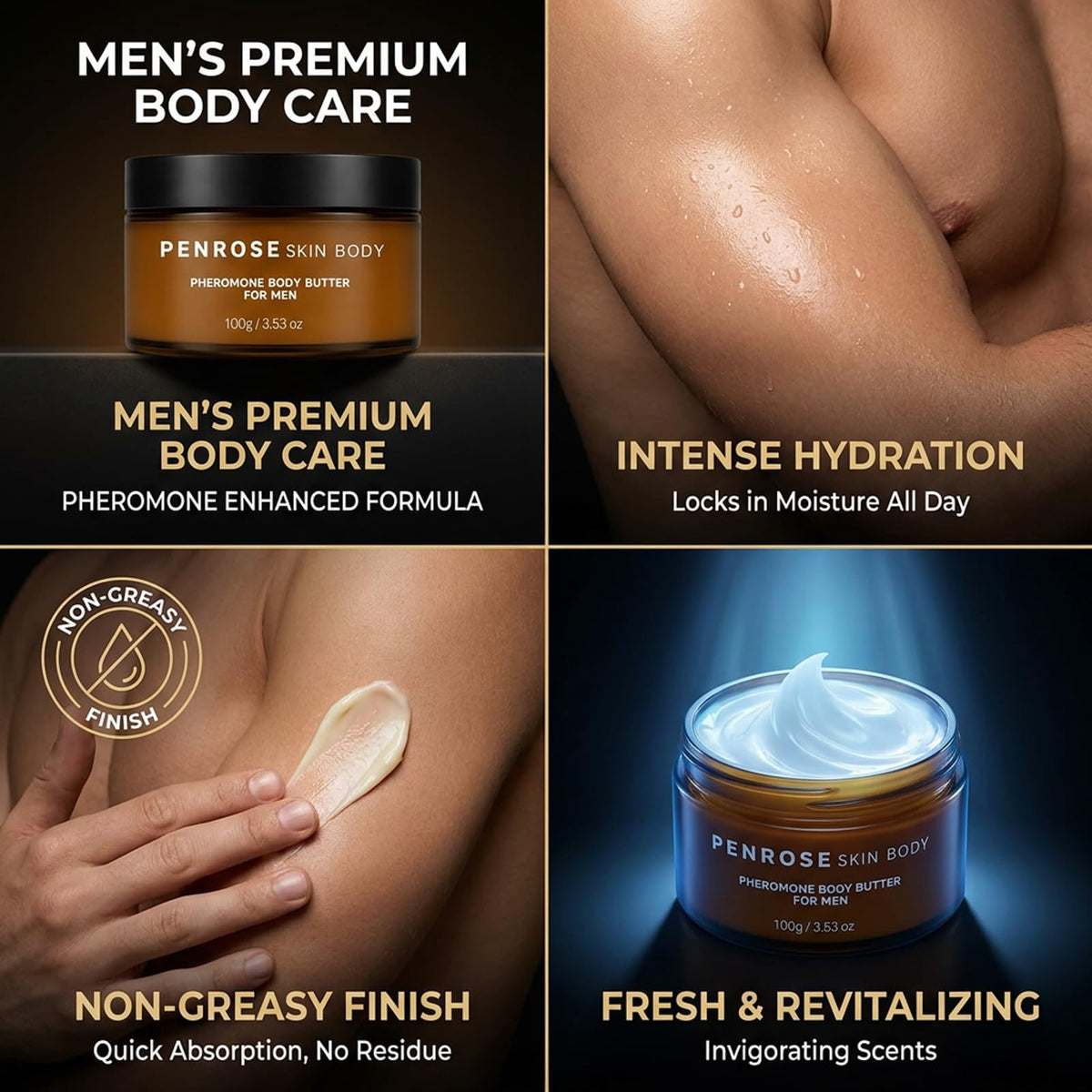Skin Body Butter for Men, Moisturizing Body Cream,Non-greasy Body Butter