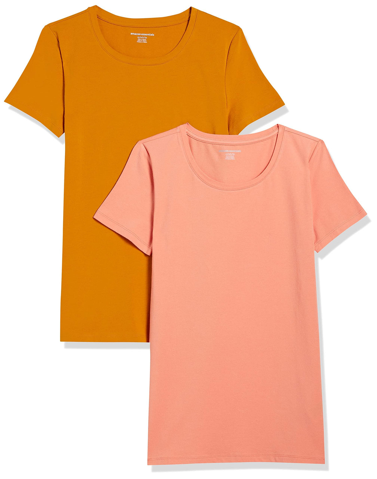 Amazon Essentials Women's Regular-Fit Short-Sleeve Crewneck T-Shirt, Cotton Modal Blend, Pack of 2