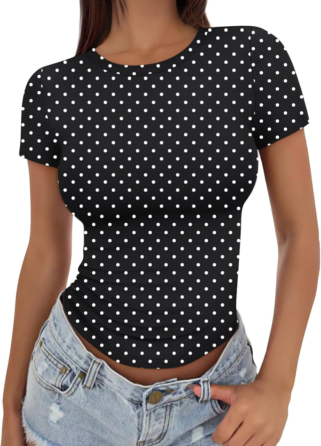 Trendy Queen Womens Fitted Short Sleeve Shirt Buttery Soft Top Stretchy Tee