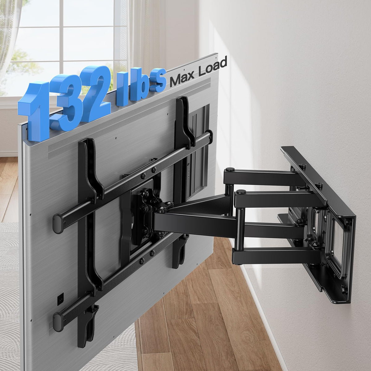 Pipishell TV Wall Mount for 26-74 inch LED LCD OLED 4K TVs up to 99lbs, Full Motion TV Mount Bracket Articulating Swivel Extension Tilting Leveling Max VESA 400x400mm, Fits 12/16 Inch Wood Studs