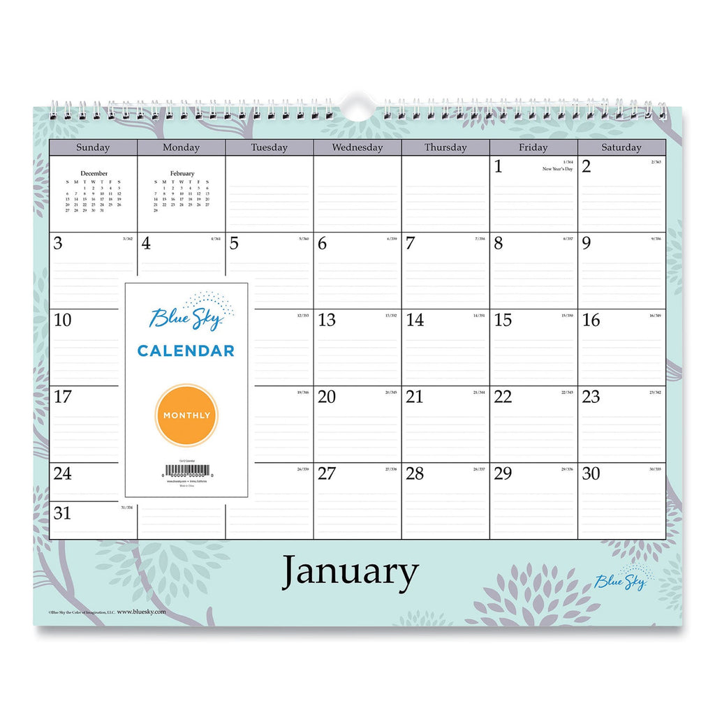 Blue Sky Rue Du Flore Wall Calendar, Rue du Flore Artwork, 12 x 15, White/Jade/Lavender Sheets, 12-Month (Jan to Dec): 2023
