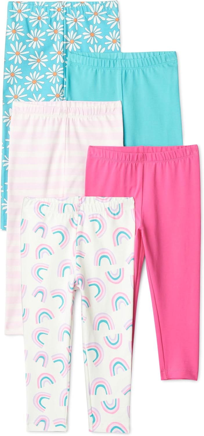 Amazon Essentials Girls' Cotton Stretch Leggings, Multipacks