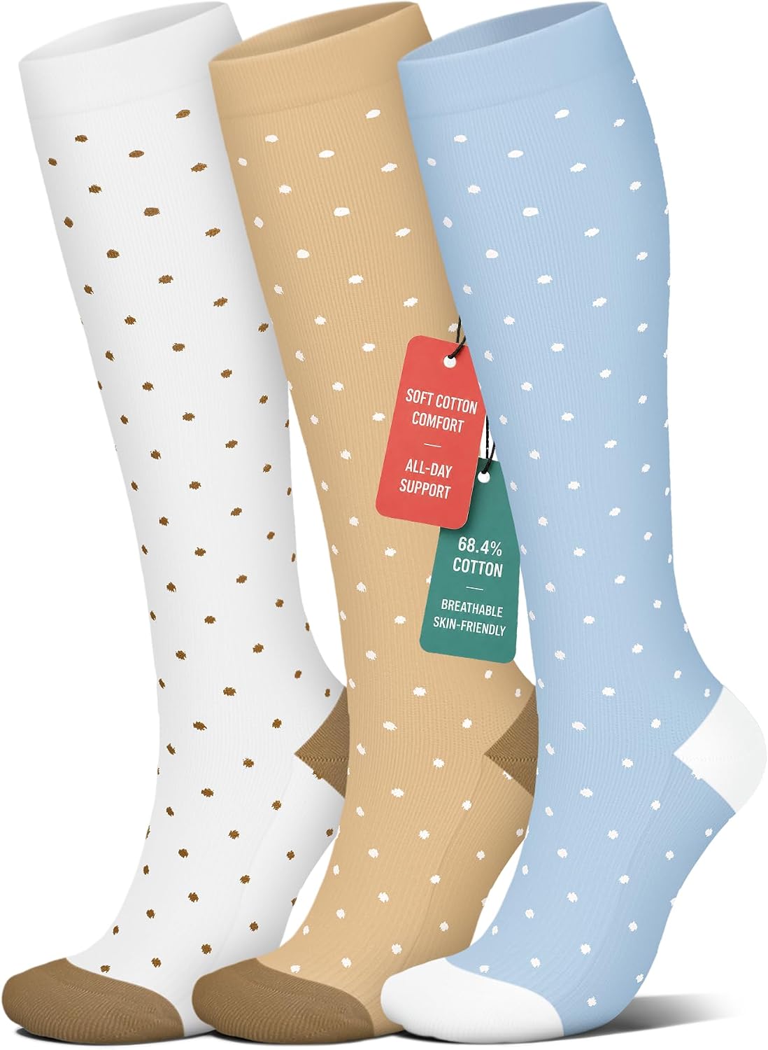 4 Pairs Compression Socks for Women Circulation-Best Support for Nurses,Running,Athletic,Travel