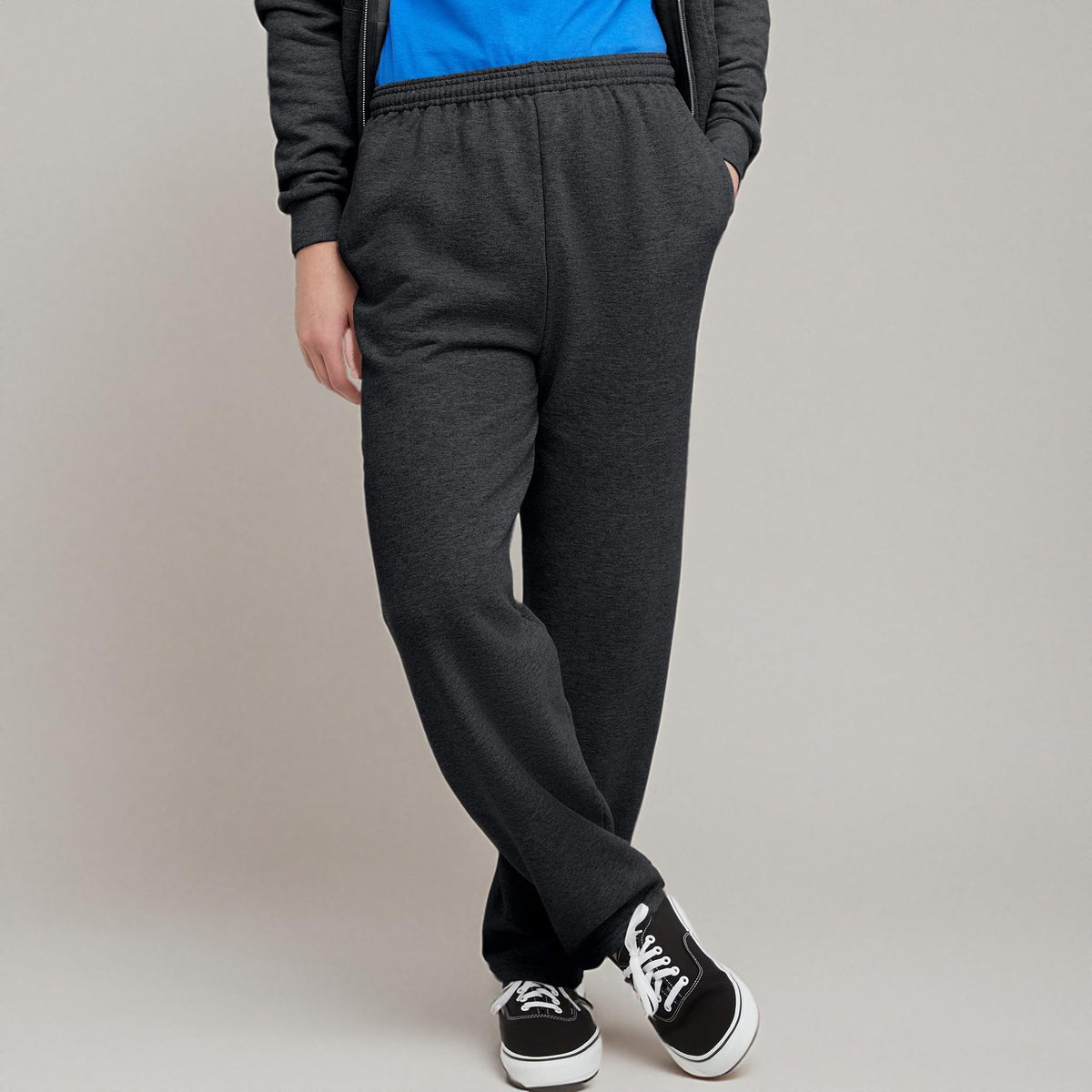 Hanes Men's EcoSmart Sweatpants, Athletic Lounge Pants with Pockets, Open Hem Bottom, Fleece Pants