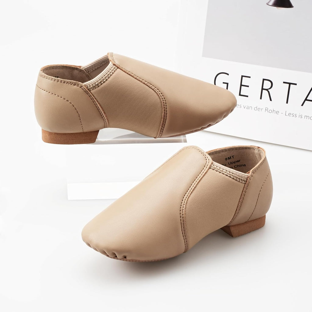 Stelle Jazz Shoes for Girls Genuine Leather Slip-On Dance Shoes