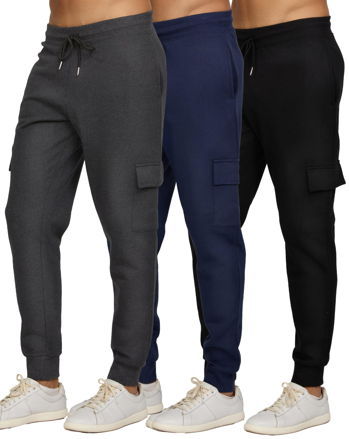 PURE CHAMP Sweatpants for Men 3 Pack Fleece Athletic Workout Joggers Mens Sweatpants with Zipper Pockets Size S-3XL