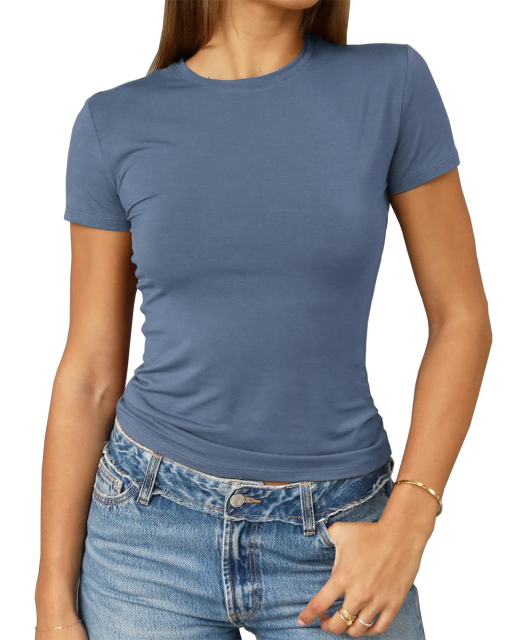 Abardsion Women's Casual Basic Slim Fit T Shirts