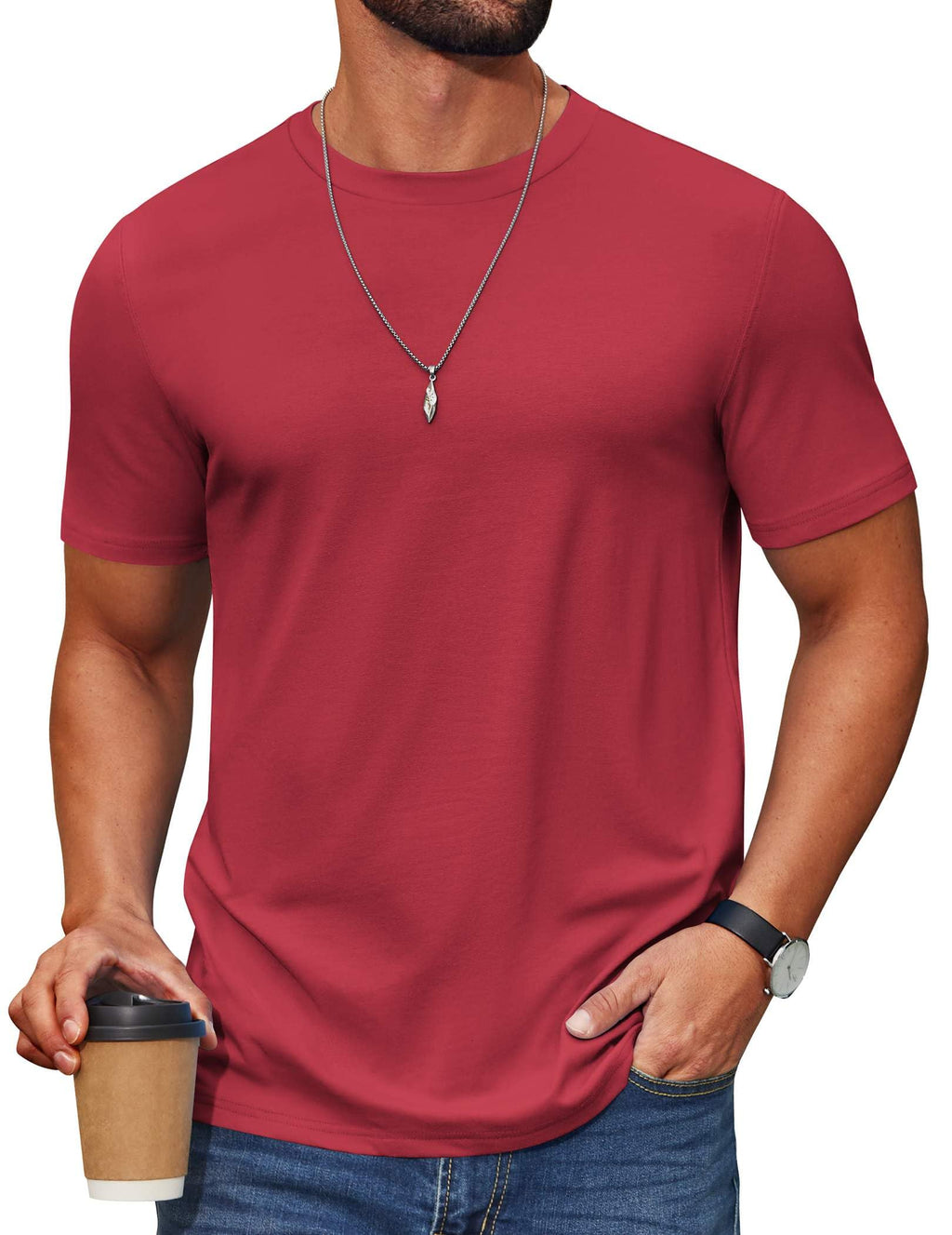 COOFANDY Men's T Shirt Short Sleeve Cotton Blend T-Shirts Crew Neck Casual Summer Basic Tee Shirts