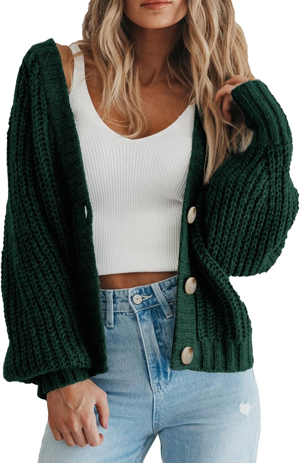 PRETTYGARDEN Women's Chunky Knit Open Front Cardigan Sweaters Fall Outfits