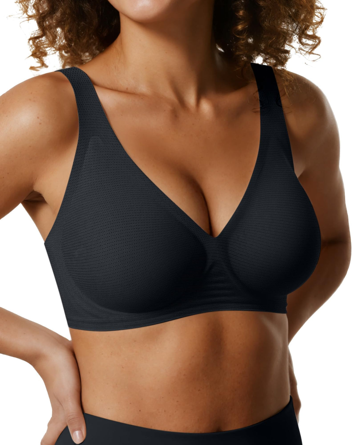 OEAK Womens Jelly Bras Wireless Deep V Bralette Comfy Push Up Tshirt Bras