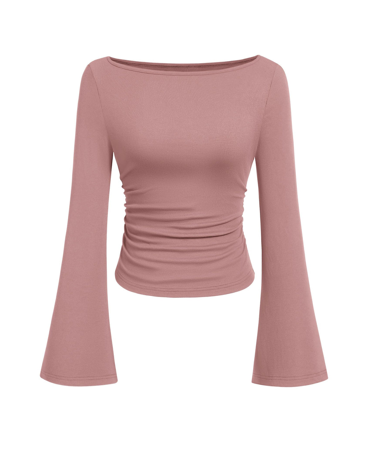 PRETTYGARDEN Womens Bell Long Sleeve Ribbed Knit Tops