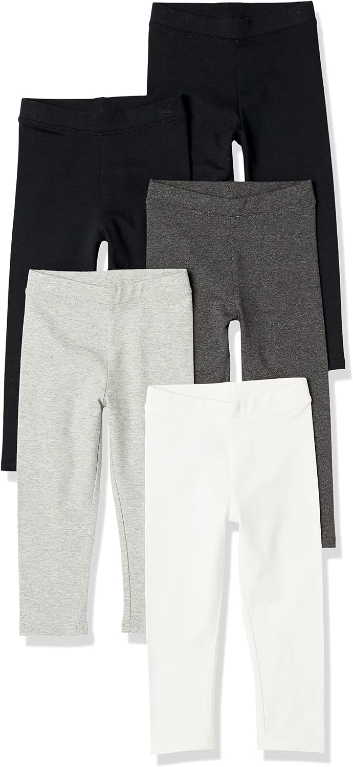 Amazon Essentials Girls' Cotton Stretch Leggings, Multipacks