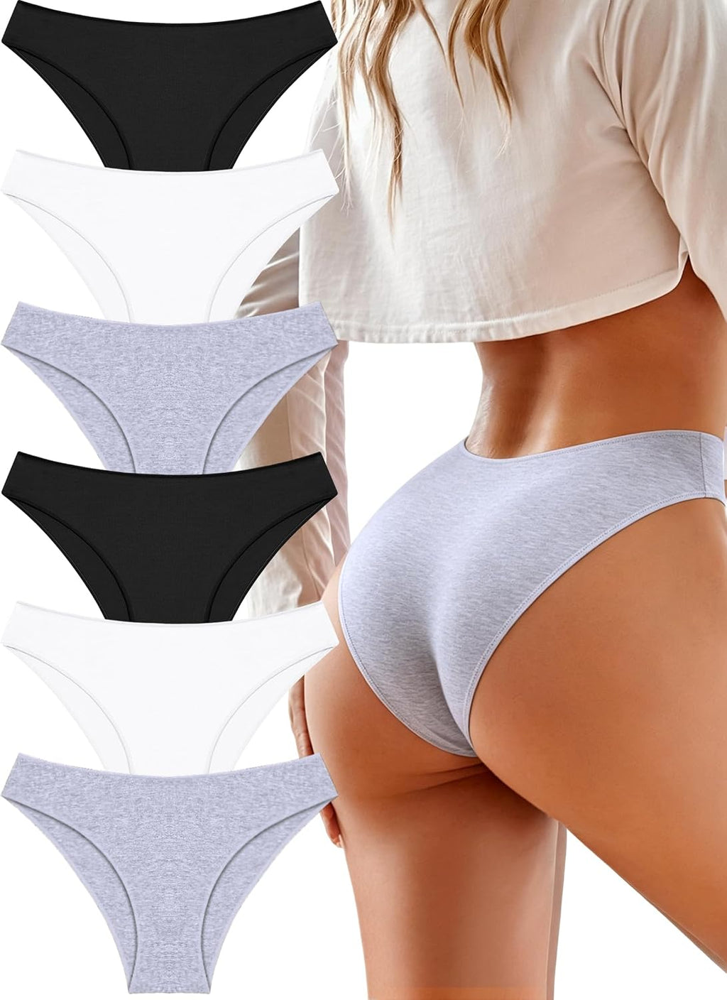 Cotton Underwear Women Sexy Cheeky Bikini Panties Lingerie Outfits 6 pack