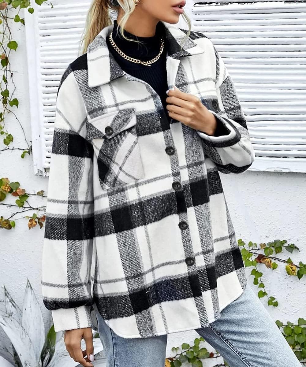 AUTOMET Shackets for Women Plaid Flannel Shirts