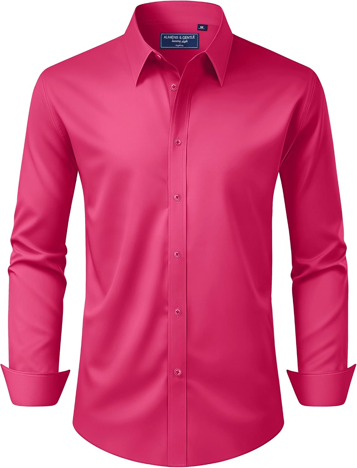 Alimens & Gentle Men's Dress Shirt Regular Fit Stretch Stain Shield Long Sleeve Solid Business Wedding Button Down Shirts