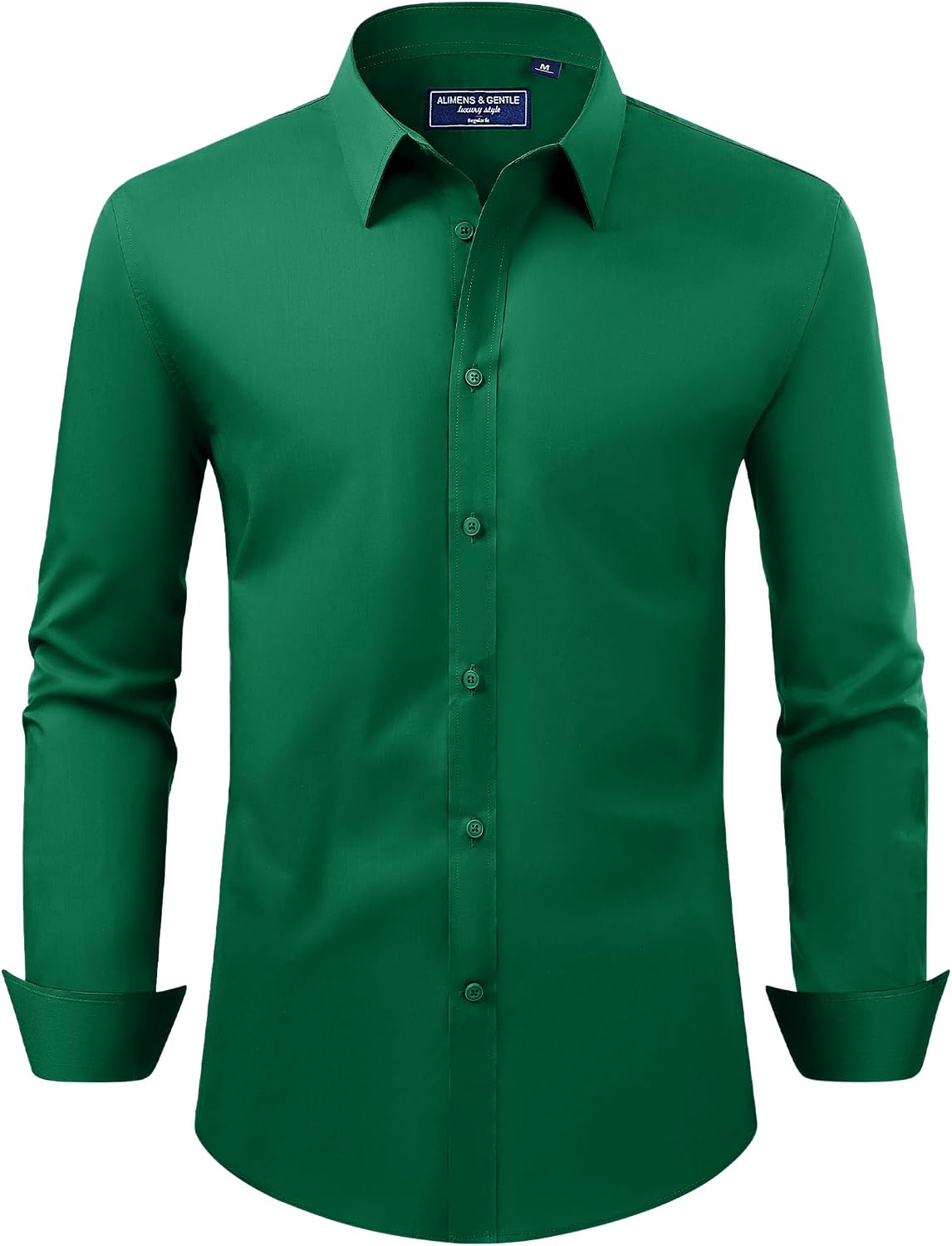 Alimens & Gentle Men's Dress Shirt Regular Fit Stretch Stain Shield Long Sleeve Solid Business Wedding Button Down Shirts