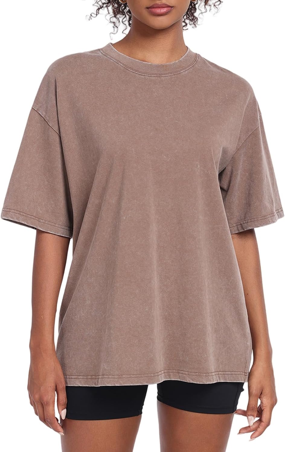 Womens Washed Vintage Oversized T-Shirt Baggy Workout Tops Short Sleeve Cotton Tshirts Streetwear Boyfriend Tee