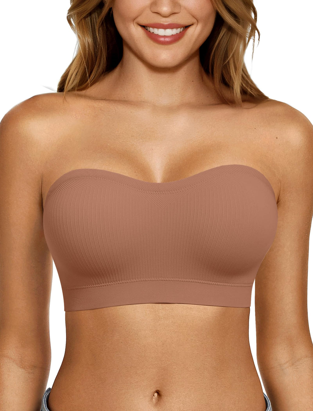 LetsJoli Strapless Bras for Women Push Up Bandeau Wireless Tube Padded Bra