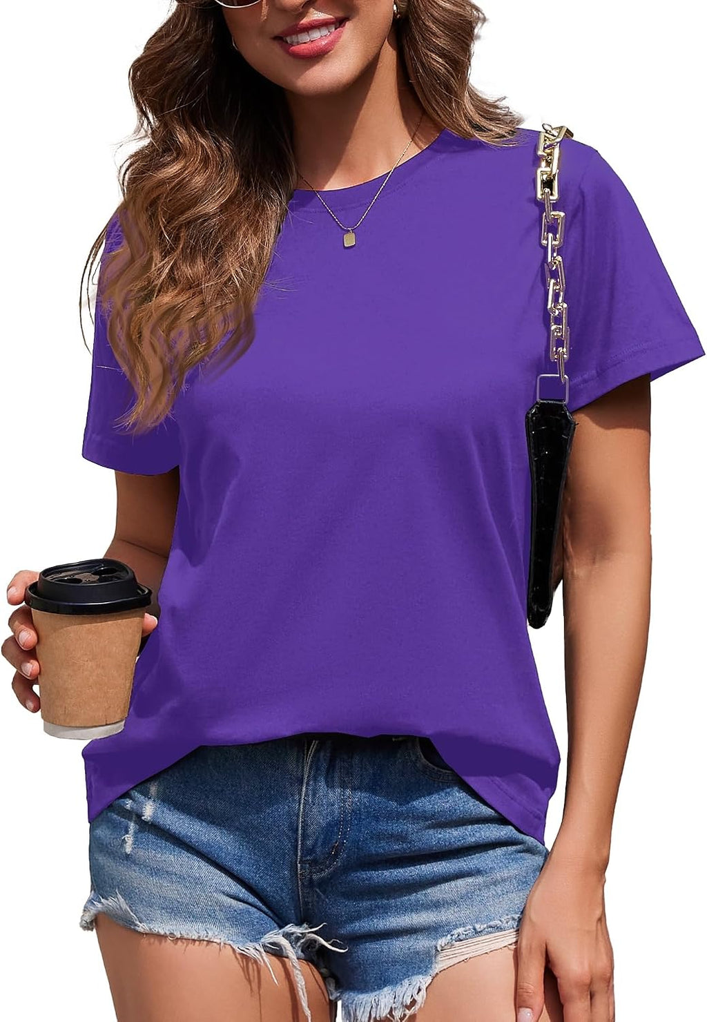 BJY Cotton Basic T Shirts for Women,Crew Neck Short Sleeve Summer Shirts(2XS-3XL, 20+ Color)