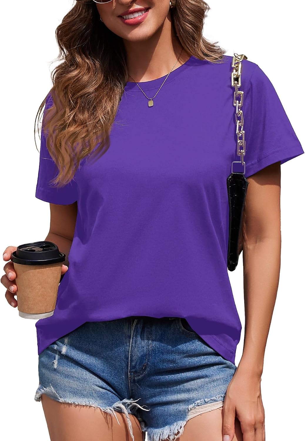 BJY Cotton Basic T Shirts for Women,Crew Neck Short Sleeve Summer Shirts(2XS-3XL, 20+ Color)